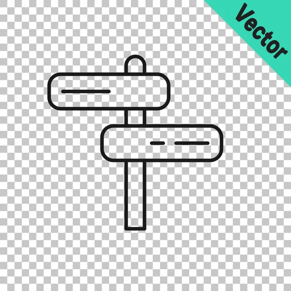 Schwarze Linie Verkehrszeichen. Wegweiser-Symbol isoliert auf transparentem Hintergrund. Zeigersymbol. Abgelegenes Straßeninformationsschild. Wegweiser. Vektor — Stockvektor