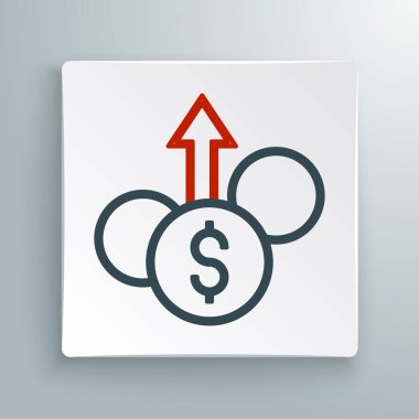 Çizgi Finansal Büyüme Dolar simgesi beyaz arka planda izole. Gelirleri arttırıyorum. Renkli taslak konsepti. Vektör