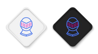 Ortaçağ demir miğferi beyaz arka planda izole edilmiş kafa koruma ikonu. Şövalye miğferi Renkli taslak konsepti. Vektör