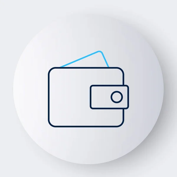 Line Wallet icono aislado sobre fondo blanco. Icono del bolso. Símbolo de ahorro. Concepto de esquema colorido. Vector — Vector de stock