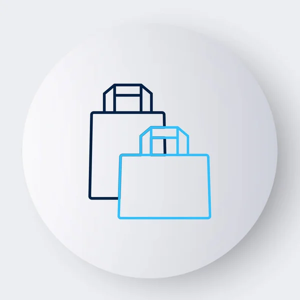 Línea Icono de bolsa de compras de papel aislado sobre fondo blanco. Firma del paquete. Concepto de esquema colorido. Vector — Vector de stock