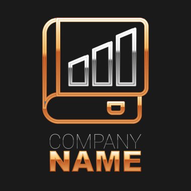 Satır Finans kitabı simgesi siyah arkaplanda izole edildi. Renkli taslak konsepti. Vektör