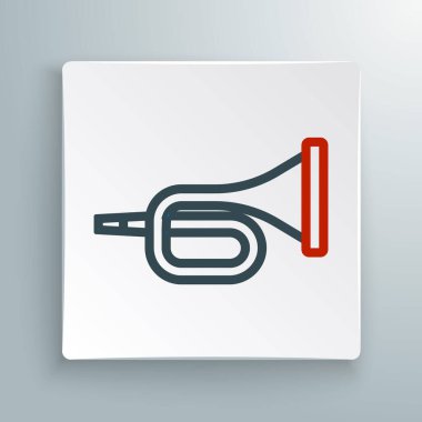 Çizgi müzik aleti trompet ikonu beyaz arka planda izole edildi. Renkli taslak konsepti. Vektör