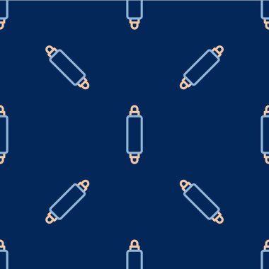 Çizgi Rolling pin simgesi mavi arkaplanda izole edilmiş pürüzsüz desen. Vektör