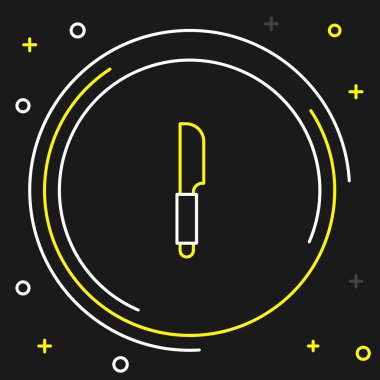 Çizgi Bıçak simgesi siyah arkaplanda izole edildi. Çatal bıçak sembolü. Renkli taslak konsepti. Vektör