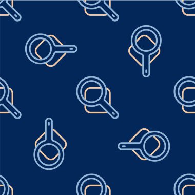 Çizgi büyüteç simgesi mavi arkaplanda izole edilmiş pürüzsüz desen. Arama, odaklanma, yakınlaştırma, iş sembolü. Vektör