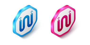 Isometric Elektrik kablo simgesi beyaz arkaplanda izole edildi. Elektrik kablosu. Altıgen düğmesi. Vektör