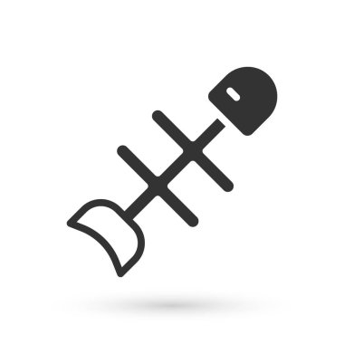 Gri Ölü Balık simgesi beyaz arkaplanda izole edilmiş. Vektör