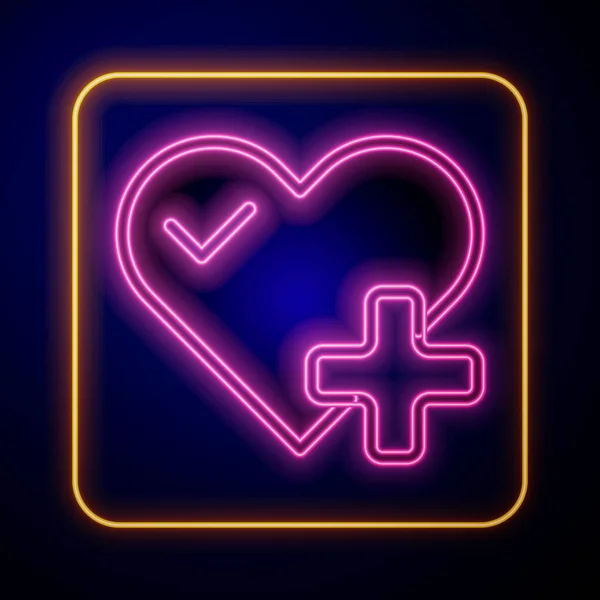 Świecąca neonowa ikona tętna wyizolowana na czarnym tle. Znak bicia serca. Ikona pulsu serca. Ikona kardiogramu. Wektor — Wektor stockowy