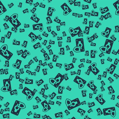 Siyah Para ve kalkan simgesi yeşil arka planda izole edilmiş kusursuz desen. Sigorta konsepti. Güvenlik, güvenlik, koruma, konsept koruma. Vektör