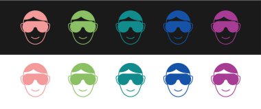 Göz maskesi simgesini siyah beyaz arkaplanda izole et. Uyku maskesi. Vektör