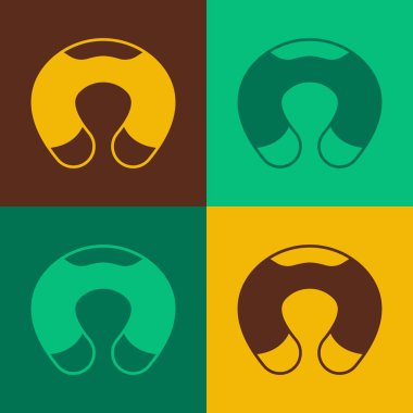 Pop Art Travel boyun yastığı ikonu renk arkaplanda izole edilmiş. Yastık U şeklinde. Vektör