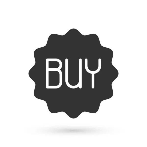 Ícone de botão Grey Buy isolado no fundo branco. Vetor — Vetor de Stock