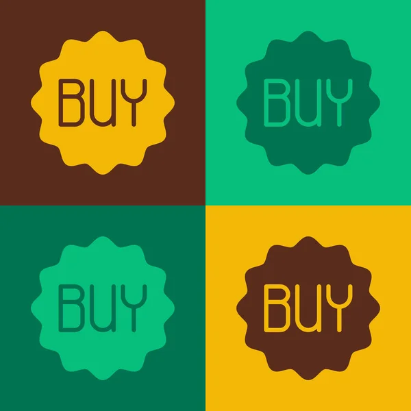Pop art Buy button icon isolated on color background. Vector — Stock Vector