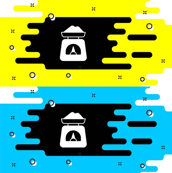 Icono Escalas blancas aisladas sobre fondo negro. Equipo de medición de peso. Vector — Vector de stock