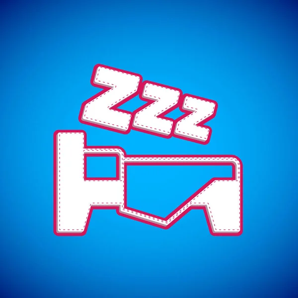 White Time to sleep icon isolated on blue background. Sleepy zzz. Healthy lifestyle. Vector — Stock Vector