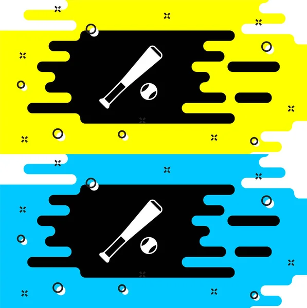 Белая бейсбольная бита с шариковой иконкой на черном фоне. Вектор — стоковый вектор