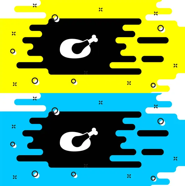 Icona di tacchino o pollo arrosto bianco isolata su sfondo nero. Vettore — Vettoriale Stock
