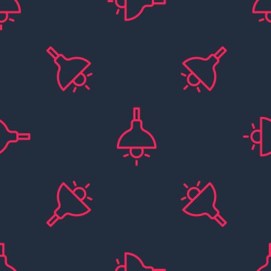 Kırmızı çizgi lambası simgesini siyah arka planda izole edilmiş. Tavan lambası ampulü. Vektör