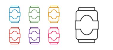 Soda kutusu simgesi beyaz arkaplanda izole edildi. Simgeleri renklendirin. Vektör