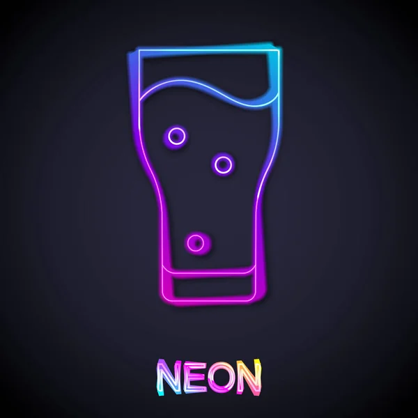 Glowing neon line Glass of beer icon isolated on black background. Vector — Stock Vector