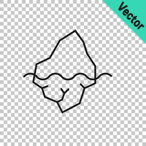 Siyah çizgi Iceberg simgesi şeffaf arkaplanda izole edildi. Vektör