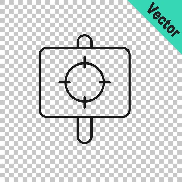 Svart linje Target sport ikon isolerad på transparent bakgrund. Rengör mål med nummer för skjutbana eller skytte. Vektor — Stock vektor