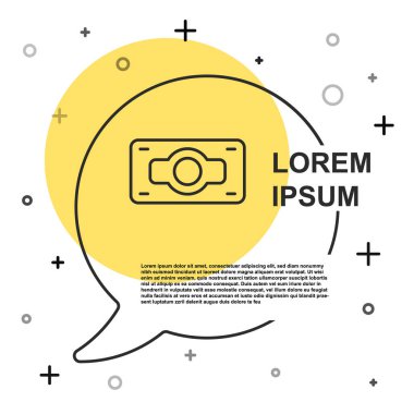 Siyah çizgi kağıt para yığını beyaz arka planda izole nakit ikonu. Para desteleri. Para birimi. Rastgele dinamik şekiller. Vektör