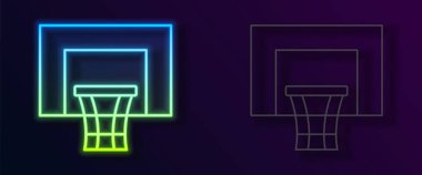 Parlayan neon hattı basketbol arka planda izole edilmiş bir sembol. Vektör