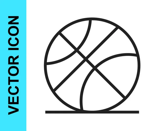 Linha preta ícone de bola de basquete isolado no fundo branco. Símbolo desportivo. Vetor — Vetor de Stock