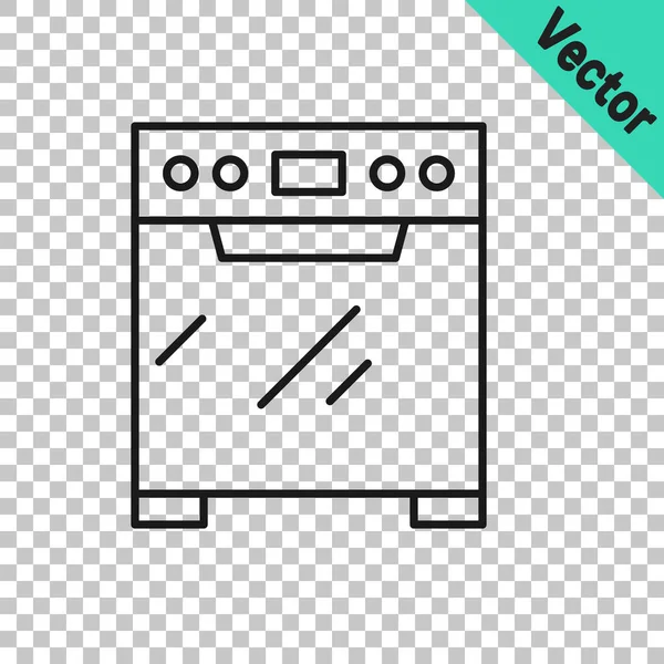 Schwarze Linie Backofen-Symbol isoliert auf transparentem Hintergrund. Herd Gasofen Zeichen vorhanden. Vektor — Stockvektor