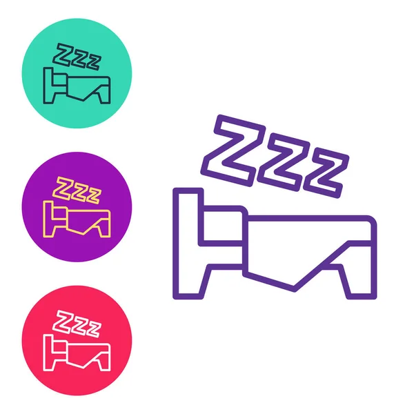 Imposta linea Icona Time to sleep isolata su sfondo bianco. Dormiglione assonnato. Uno stile di vita sano. Set icone colorate. Vettore — Vettoriale Stock