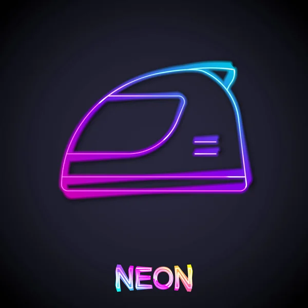 Gloeiende neon lijn Racing helm pictogram geïsoleerd op zwarte achtergrond. Vector — Stockvector