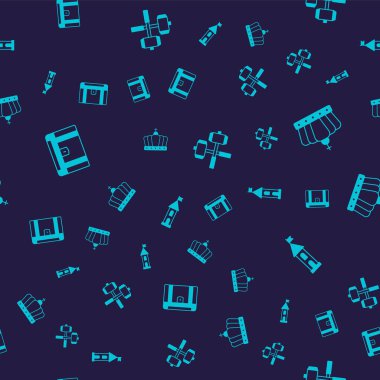 Antik hazine sandığı King Crown çapraz savaş çekiçleri ve kale kulesini kusursuz bir düzene sokun. Vektör.