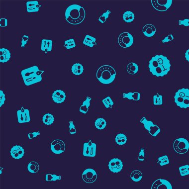 Kafe ve restoranın yerini Donut ve Sos şişesi olacak şekilde ayarlayın. Vektör.