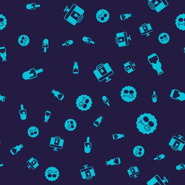 Dondurma sosu şişesini hazır et. Yemek ve kahve fincanı sipariş et. Vektör.