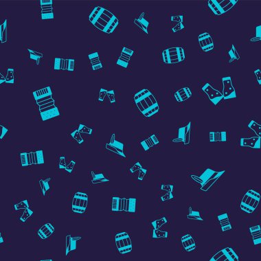 Accordion cam bira fıçısı ve Oktoberfest şapkasını kusursuz bir şekilde ayarla. Vektör.