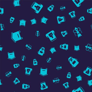 Arılar için Kovan 'ı, Kraliçe' yi, ballı ekmeği ve pürüzsüz desenli kavanozu hazırla. Vektör