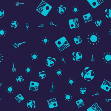 Bahçe yabası, güneş, tarım buğday tarlası çiftliği ve Apple 'ı pürüzsüz bir kalıba sokun. Vektör