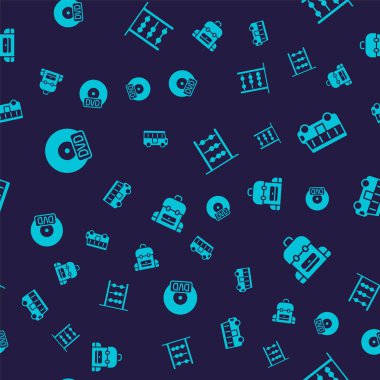 CD ya da DVD diski, Okul Otobüsü, Abaküs ve sırt çantasını pürüzsüz bir şekilde ayarla. Vektör