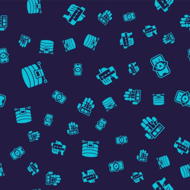 Bulut veritabanını, bilgisayar görüşünü, gelecekteki silahı ve mekanik robot elini kusursuz desene ayarla. Vektör