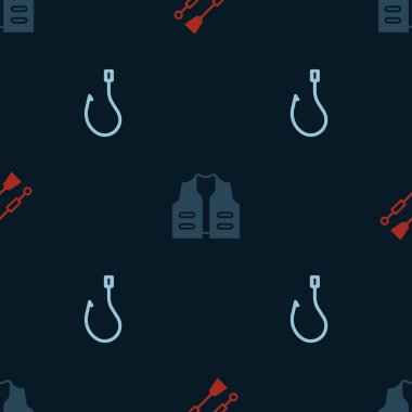 Kürekleri ya da kürekleri, balıkçı ceketini ve dikişsiz deseni ayarlayın. Vektör