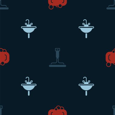 Sabun kalıbı, pencereler için lastik temizleyicisi ve pürüzsüz desenli lavabo. Vektör