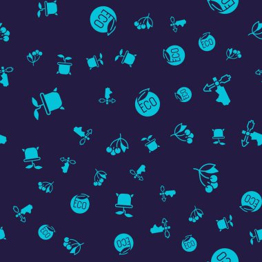 Saksıda bitki, horoz rüzgar gülü, eko sağlıklı yiyecek ve taze böğürtlen. Vektör