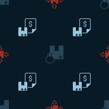 Karton karton kutu ve Waybill 'i kusursuz desene ayarlayın. Vektör