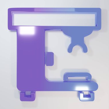 Mor-mavi kahve makinesi ikonu gri arka planda izole edilmiş. Minimalizm kavramı. 3 Boyutlu resimleme.