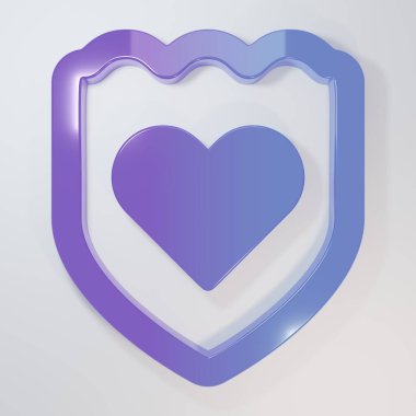 Mor-mavi bağışıklık sistemi simgesi gri arkaplanda izole edildi. Tıbbi kalkan. Minimalizm kavramı. 3 Boyutlu resimleme.