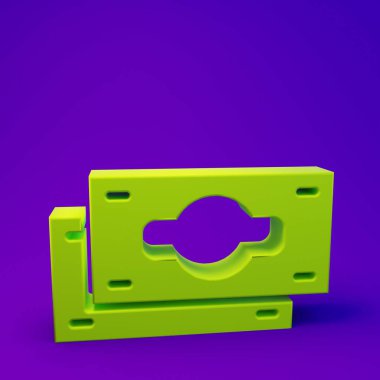 Green Stacks kağıt para para ikonu mor-mavi arka planda izole. Para desteleri. Para birimi. Minimalizm kavramı. 3 Boyutlu resimleme.