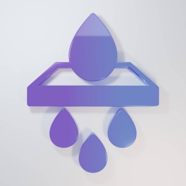 Mor-mavi su filtresi kartuş simgesi gri arkaplanda izole edildi. Minimalizm kavramı. 3 Boyutlu resimleme.