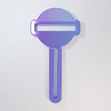 Mor-mavi lolipop simgesi gri arkaplanda izole edilmiş. Yemek, lezzetli bir sembol. Minimalizm kavramı. 3 Boyutlu resimleme.